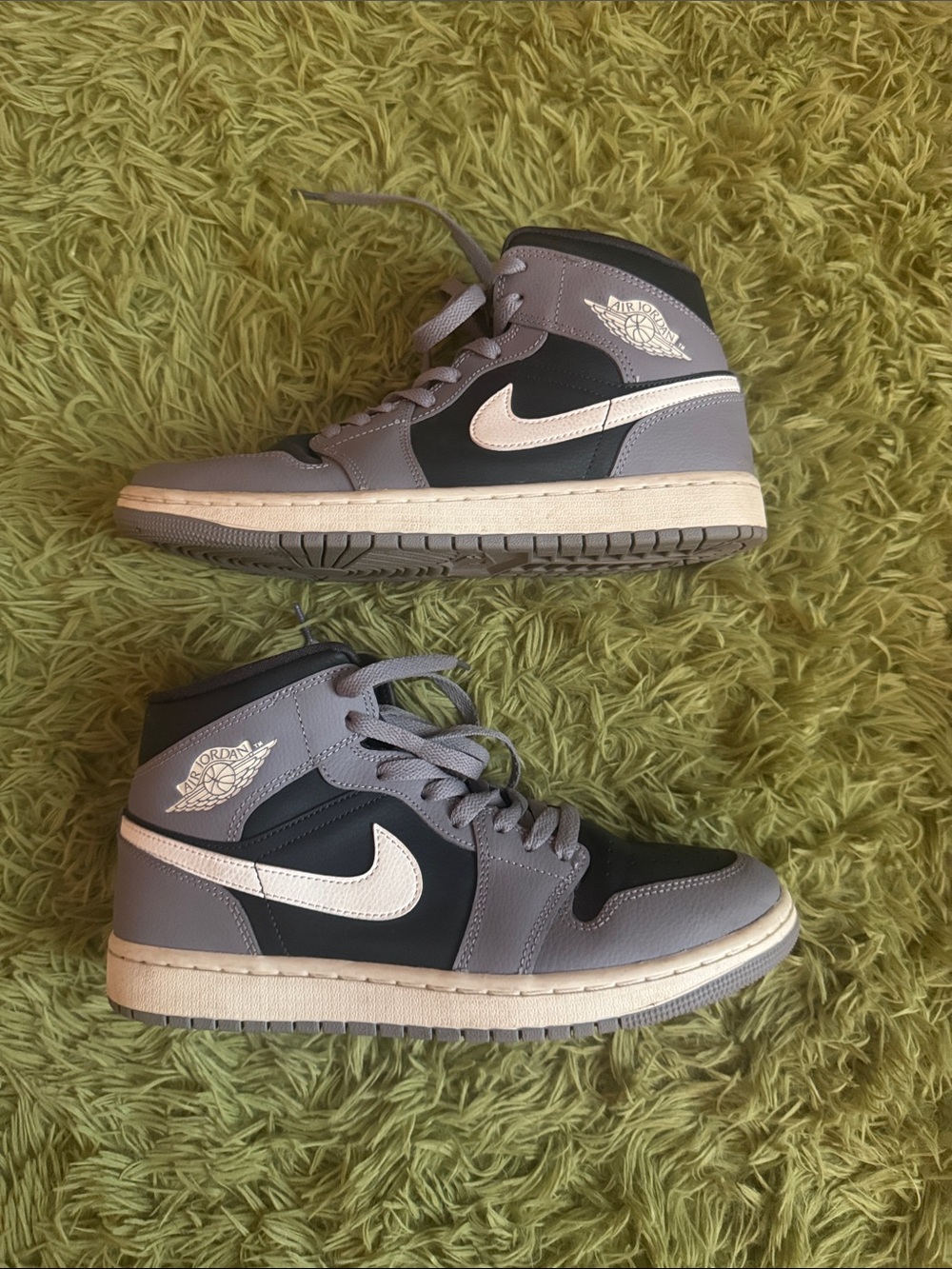 Nike Air Jordan 1 Mid Black, Grayish Purple, White Sneakers